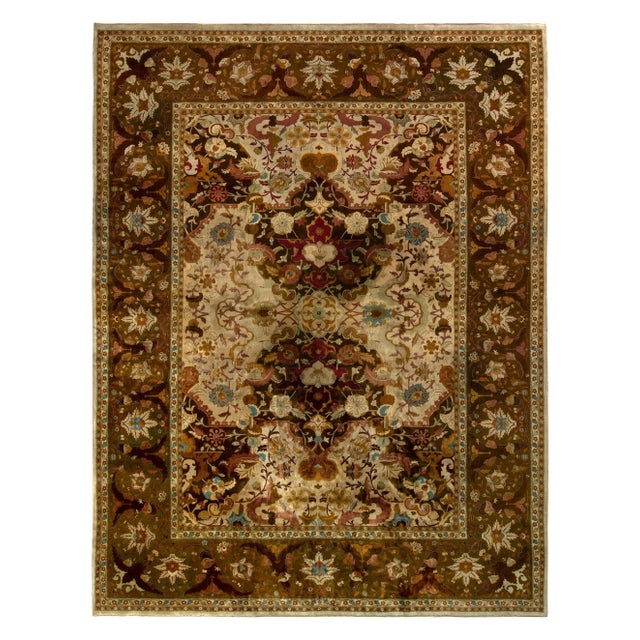Beige 1990s Antique Shahrestan Style Rug in Rich Colors & Floral Patterns, From Rug & Kilim For Sale - Image 8 of 8