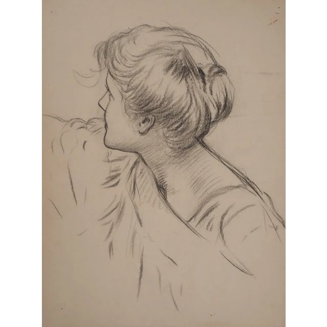 Léopold Franz Kowalski, Portrait of Eleanor Wearing a Bun, Original Drawing For Sale - Image 5 of 5