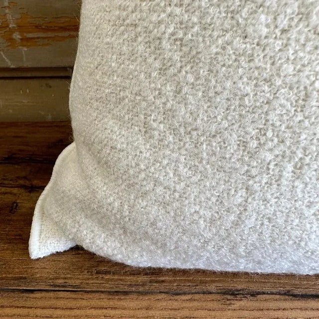 Bouclette French Wool Accent Pillow in Blanc With Down Insert For Sale - Image 4 of 6