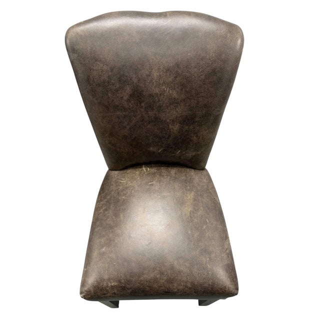 Early 21st Century Arhaus Harman Brown Leather Side Chair For Sale - Image 5 of 7