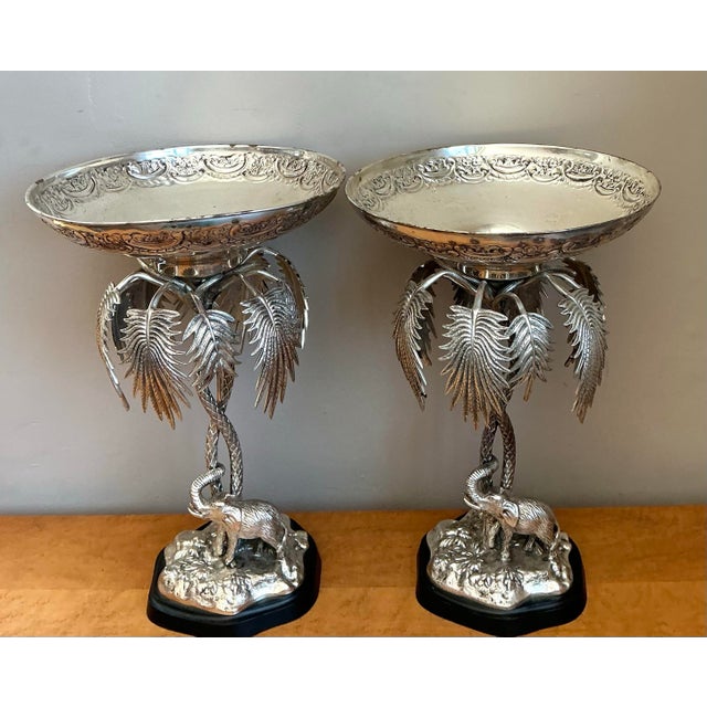 Vintage Engraves PalmTree Epergenes - A Pair For Sale - Image 10 of 12