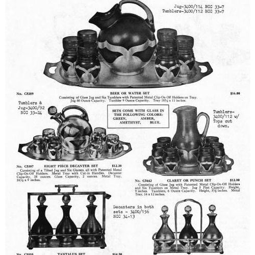 Vintage Farber Bros. Ny Amber Glass Decanter and Six Metal Overlay Glasses - Set of 7 For Sale In Atlanta - Image 6 of 6