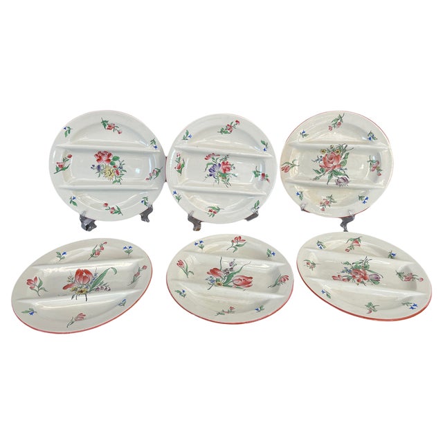 Asparagus Plates in Luneville Earthenware, Set of 6 For Sale