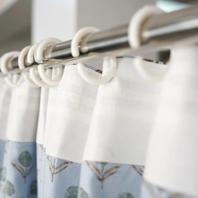 Textile “Viscose Colored Linen Block Print Ring Curtain – Semi-Sheer Size,54"X63"- Genda Pushp For Sale - Image 7 of 7