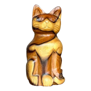 Vintage Boho Carved Wood Cat