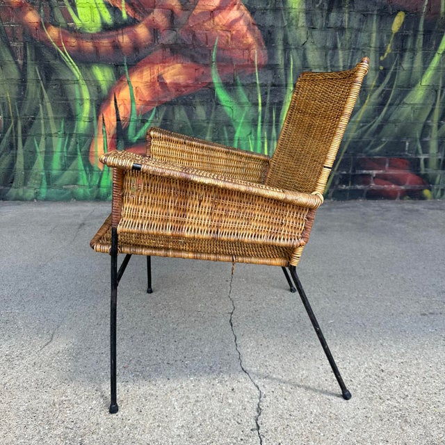 Van Keppel-Green Van Keppel-Green Rattan and Iron Patio Chair For Sale - Image 4 of 12