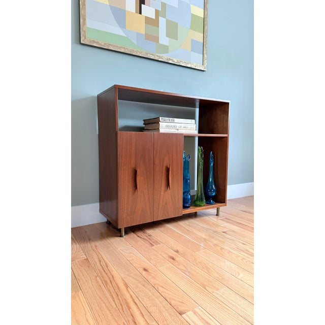 Wood Vintage Mid Century Modern Petite Console For Sale - Image 7 of 12