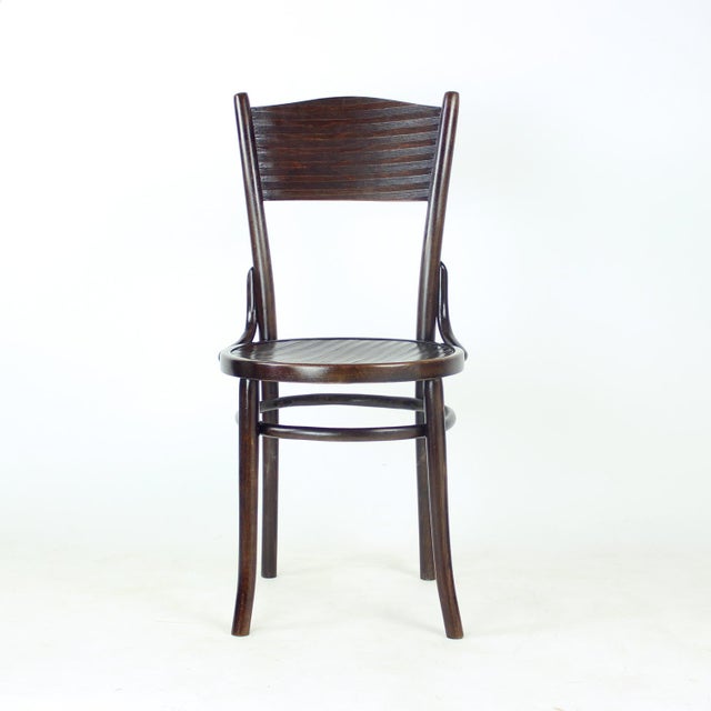 Beautiful and fully restored vintage bentwood chair produced in Czechoslovakia in 1940s. The chair is made of oak wood...