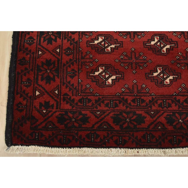Baloch Rug 3’7” X 6’9” Red Wool Vintage Tribal Hand-Knotted Oriental Carpet For Sale - Image 9 of 12