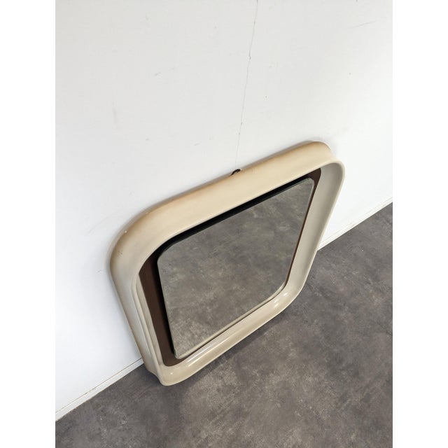 Italian Mirror in Resin and Teak, 1970s For Sale - Image 5 of 6