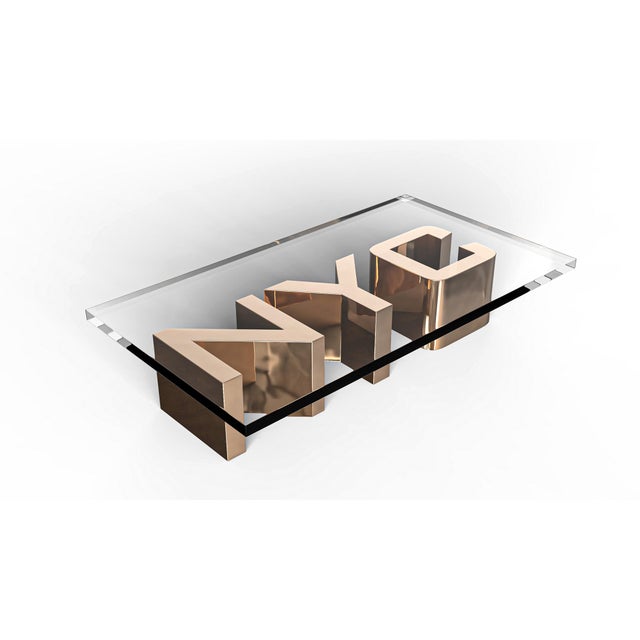 Not Yet Made - Made To Order "Nyc" Coffee Table With Bronze, Handmade For Sale - Image 5 of 8