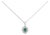 14K White Gold Oval 6x4 MM Green Emerald and Diamond Halo Pendant Necklace - 18 inch For Sale