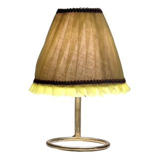 Mid-Century Minimalist German Table Lamp with Brass Base and Fabric Shade from Lamplove, 1950s For Sale