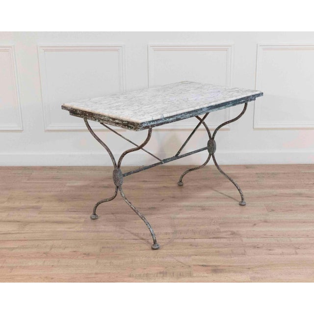 19th Century 19th Century French Wrought Iron Table with Marble Top, Signed Emile Paul For Sale - Image 5 of 8