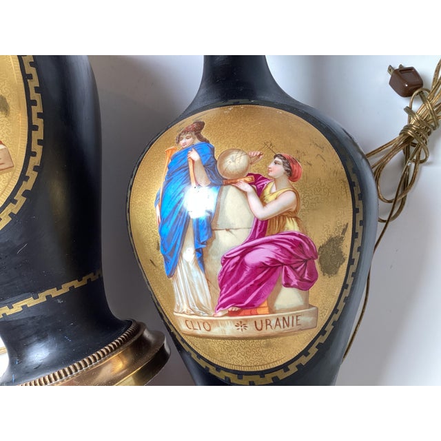 Antique Neoclassical Paris Porcelain Vases as Lamps - a Pair For Sale - Image 12 of 12