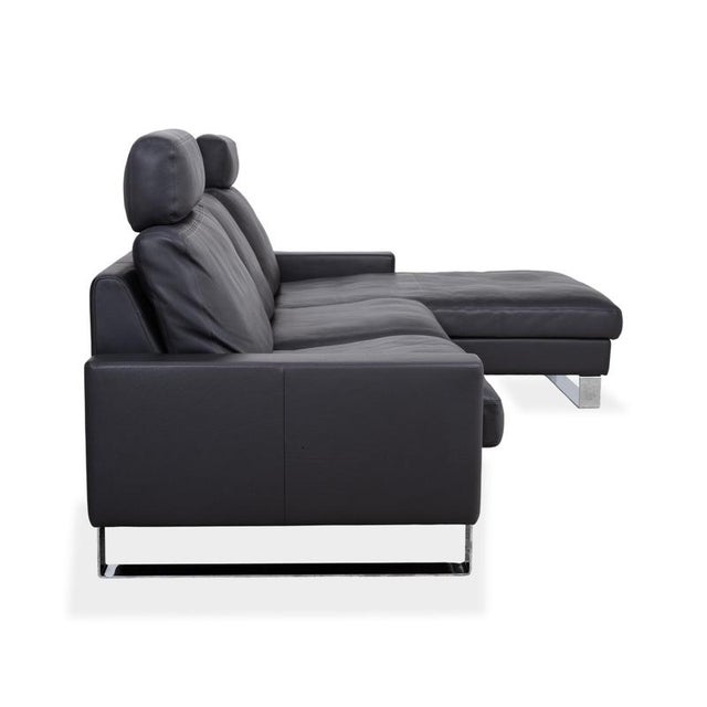 CL 820 Corner Sofa in Anthracite Leather with Chrome Sled Feet from Erpo For Sale - Image 13 of 16