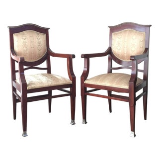 19th Century Regency Pair of Armchairs in Mahogany Influenced Art Deco Style For Sale
