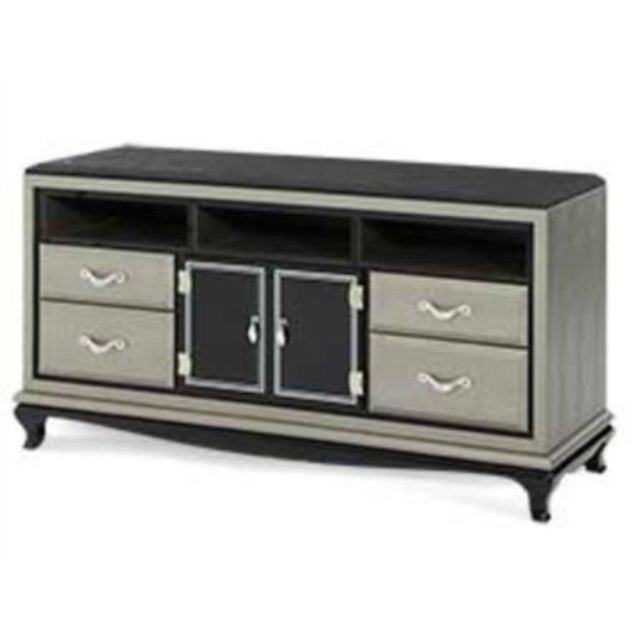 Michael Amini After Eight Bedroom Collection- 2 Nightstands, Dresser, Armoire, Mirror, Media Cabinet For Sale - Image 10 of 12