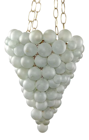 Large Italian Mid-Century Modern Blown Murano Glass & Brass Grape Chandelier