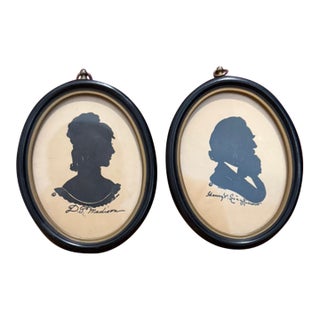 Framed Silhouette Portraits - Pair For Sale