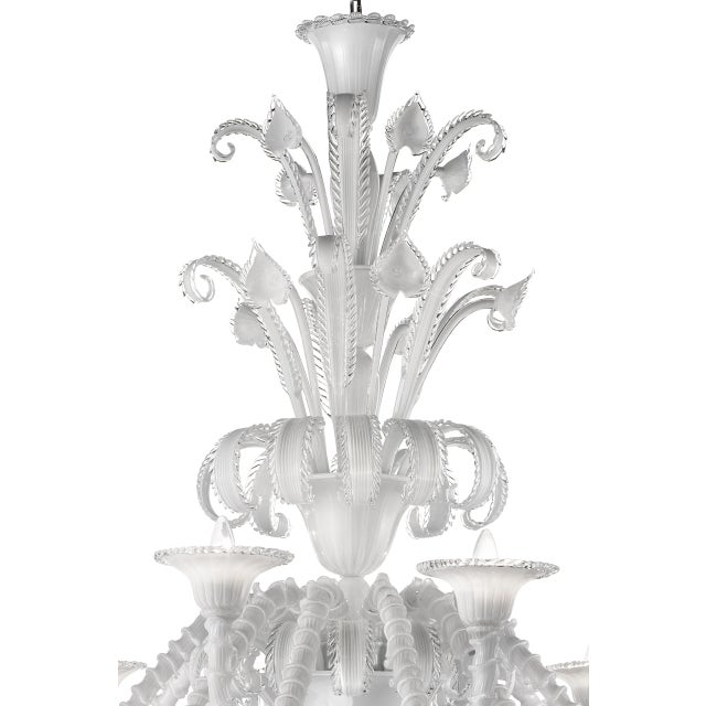Venetian White "Cà Rezzonico" Murano Glass Chandelier For Sale - Image 6 of 8