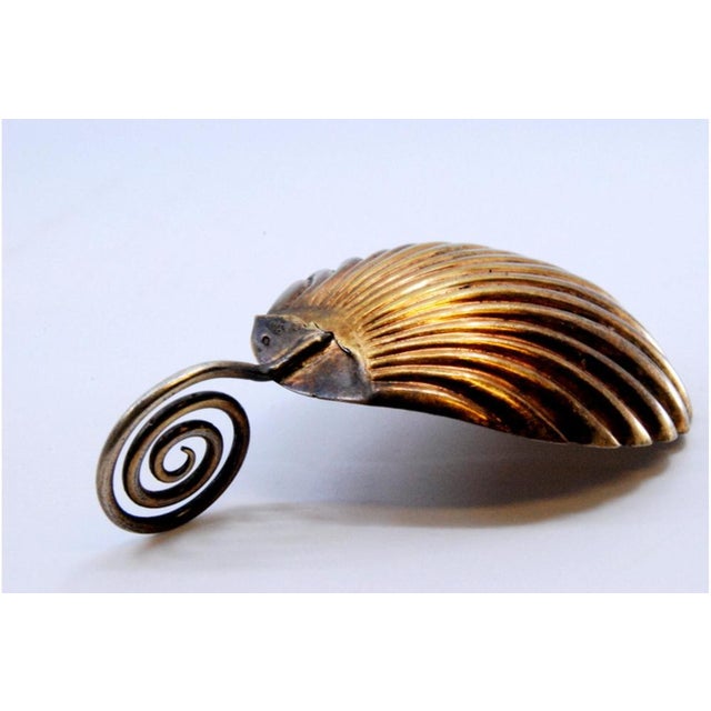 Gold Serving Spoon with Curled Handle For Sale - Image 5 of 7