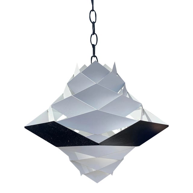1960s Danish Preben Dahl Symfoni Scandinavian Geometry, Enameled Steel Hanging Lamp For Sale