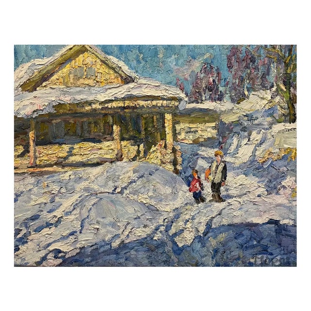 Georgij Moroz, March Sun, Mom and Son, Oil, 1998 For Sale
