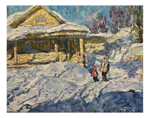 Georgij Moroz, March Sun, Mom and Son, Oil, 1998