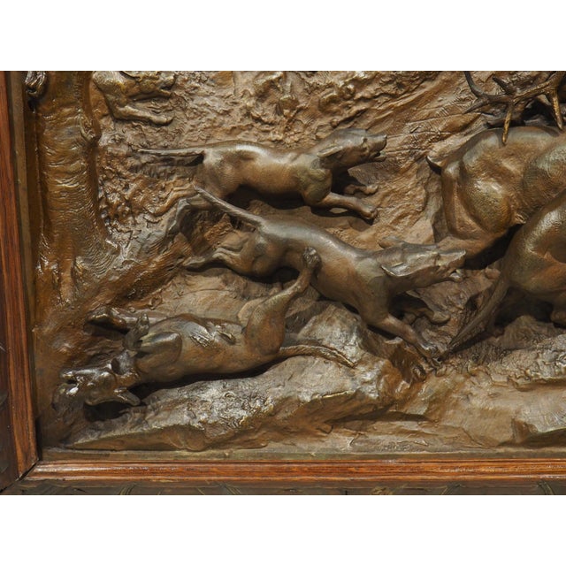 Pair of Large Antique French Oak Framed Hunt Plaques, P. Lecourtier (1851-1925) For Sale In Dallas - Image 6 of 18