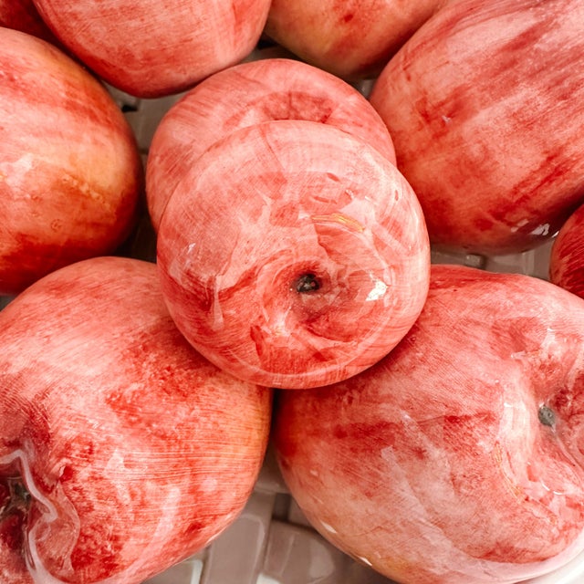 Late 20th Century Vintage Bergdorf Goodman Italian Glazed Ceramic Apple Basket Centerpiece For Sale - Image 5 of 12