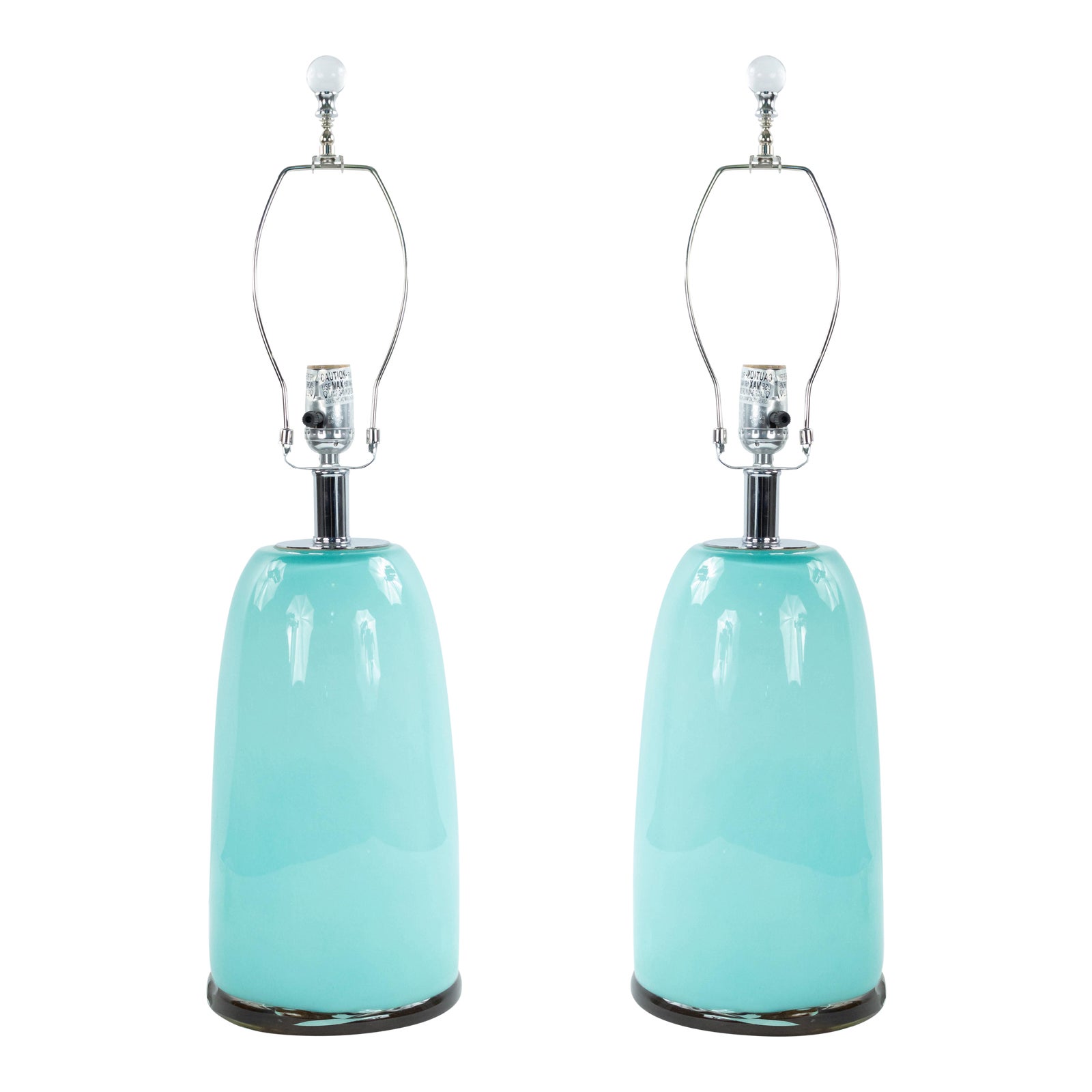 Italian Murano Aqua Glass Table Lamps Chairish