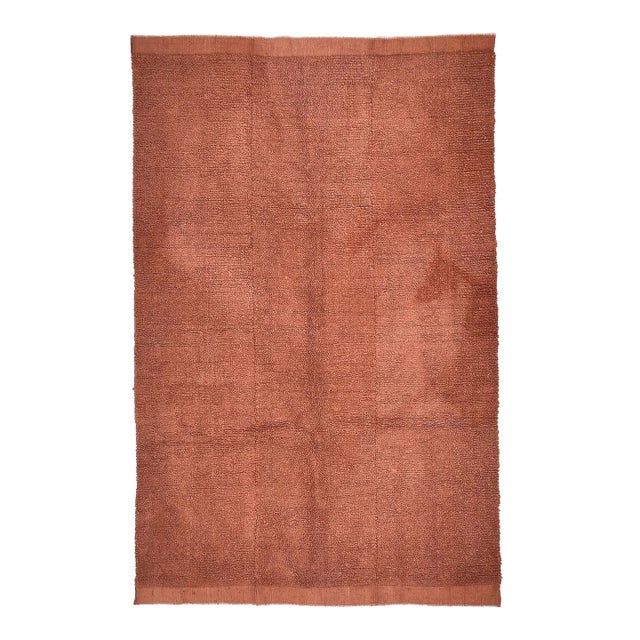 1970s Turkish Handloom Home Living Terracota Rug For Sale