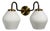 Swedish Modern, Double Wall Sconce, Brass, Glass, Sweden, 1980s For Sale