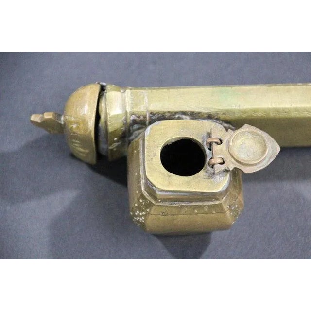 1900 - 1909 Early 19th Century Middle Eastern Brass Inkwell Qalamdan For Sale - Image 5 of 12