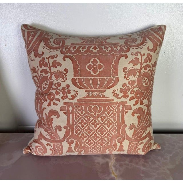Traditional Pair of Fortuny Textile Pillows With Classical Urn Motif For Sale - Image 3 of 9