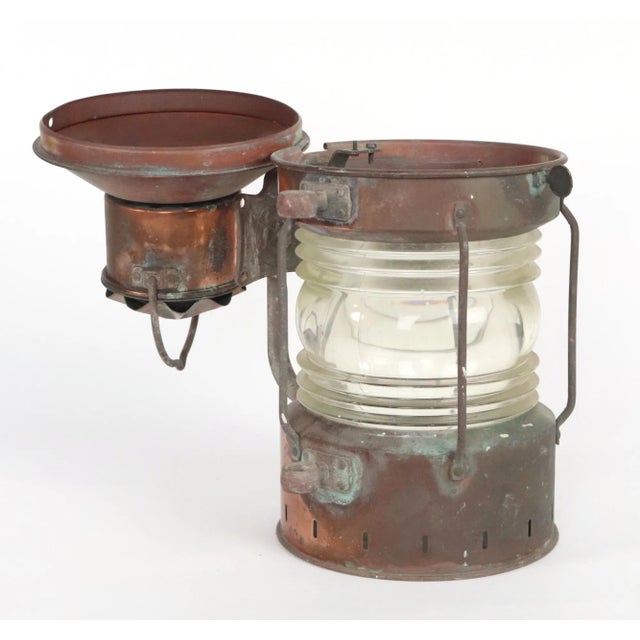 Early 20th Century Ankerlight DHR Holland Copper & Glass Ship Lantern For Sale - Image 4 of 11