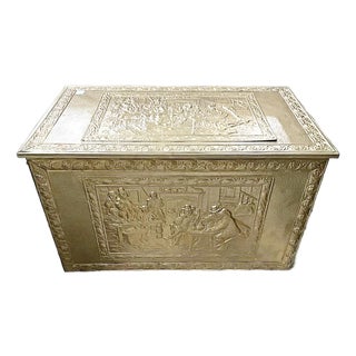 1950s Hammered Brass Trunk For Sale