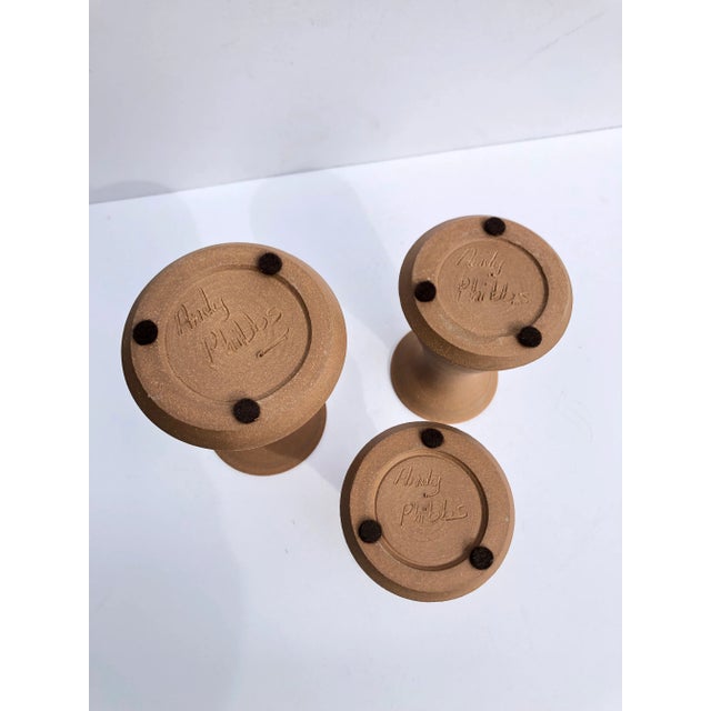 Vintage Artist Handmade Boho Ceramic Rustic Vases - Set of 3 For Sale - Image 4 of 7