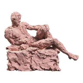 Vintage Neo-Expressionist/Brutalist Male Figurative Clay Sculpture For Sale