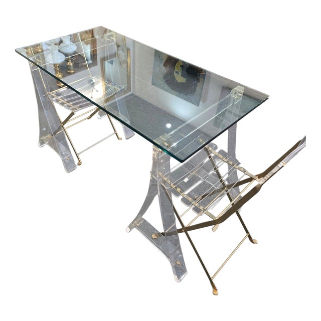 Les Invisibles de Marais Table and Chairs from Marais International, 1978, Set of 3 For Sale