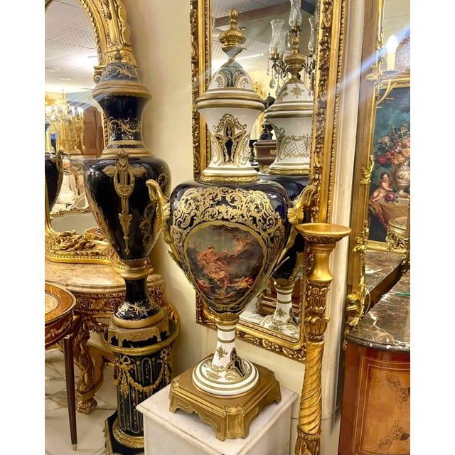 Elevate your space with this exquisite pair of French-style porcelain vase, showcasing timeless elegance and master...