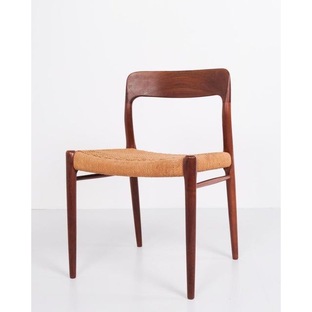 Model 75 Dining Chairs in Teak and Paper Wicker by Niels O. Møller for J.L. Møllers, 1960s, Set of 5 For Sale - Image 3 of 12