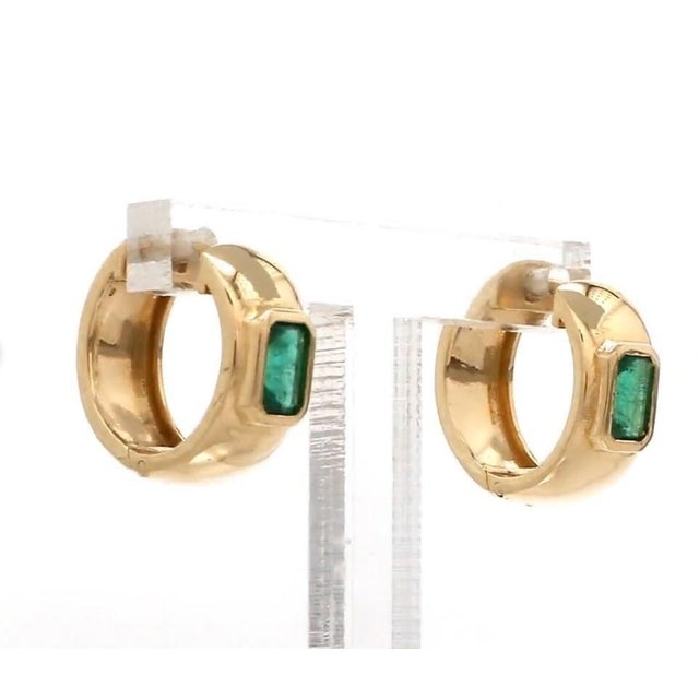 0.52 cts Natural emerald earrings in 14k gold For Sale - Image 14 of 18