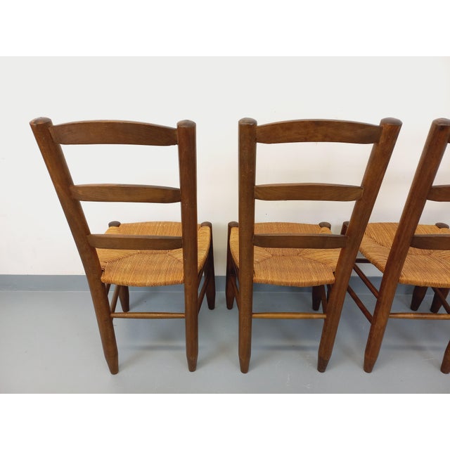 Vintage Brutalist Chairs in Wood and Straw, 1960s, Set of 4 For Sale - Image 10 of 18