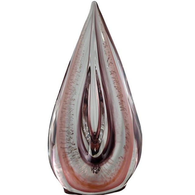 Pink 1960s Murano Glass Sommerso Tear Drop Sculpture For Sale - Image 8 of 10