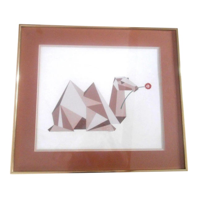 Mid-Century Modern Watercolor Gouache "Camellia" by Mame Lambeth For Sale