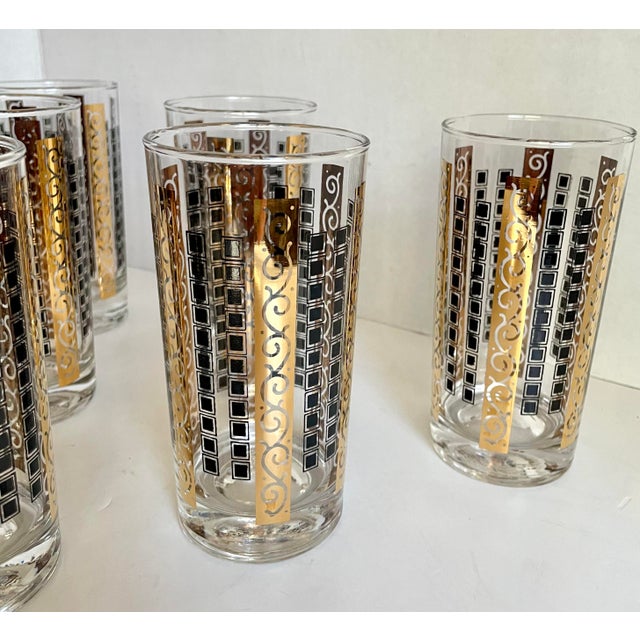 Vintage Black and Gold Tall Tumbler Glasses Set of 6 Chairish