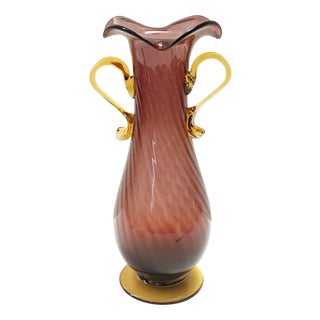 Brown and Yellow Murano Glass Amphora Vase attributed to Fratelli Toso, Italy, 1940s For Sale