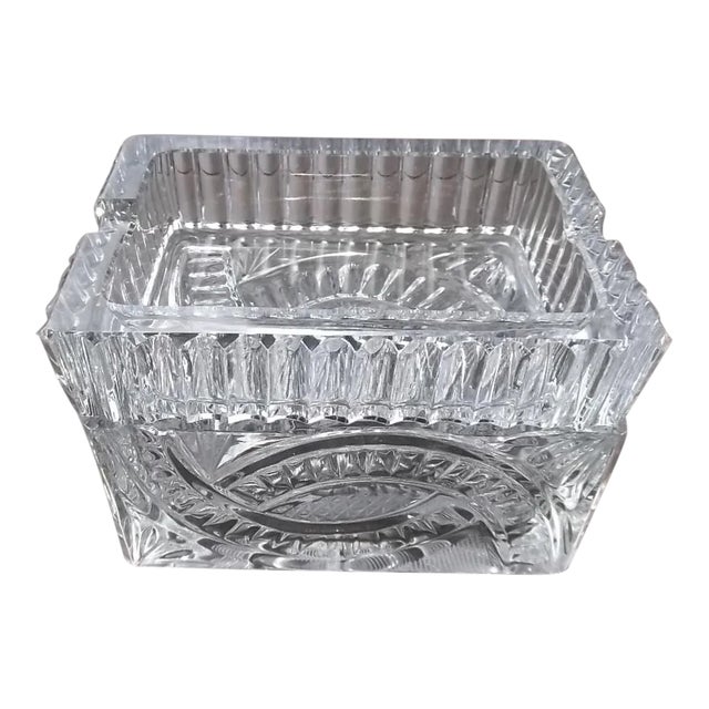 Vintage Cut Crystal Box Ashtray For Sale